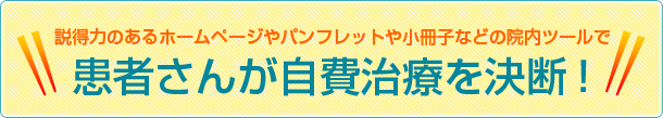 説得力のあるホームページやパンフレットや小冊子などの院内ツールで患者さんが自費治療を決断！